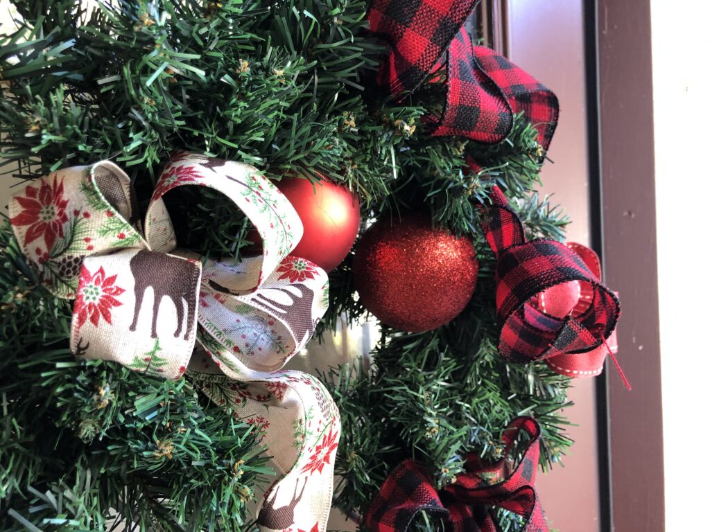 buffalo check wreath on my front door