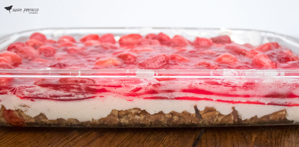 Layered strawberry pretzel salad - just look at those delicious layers!