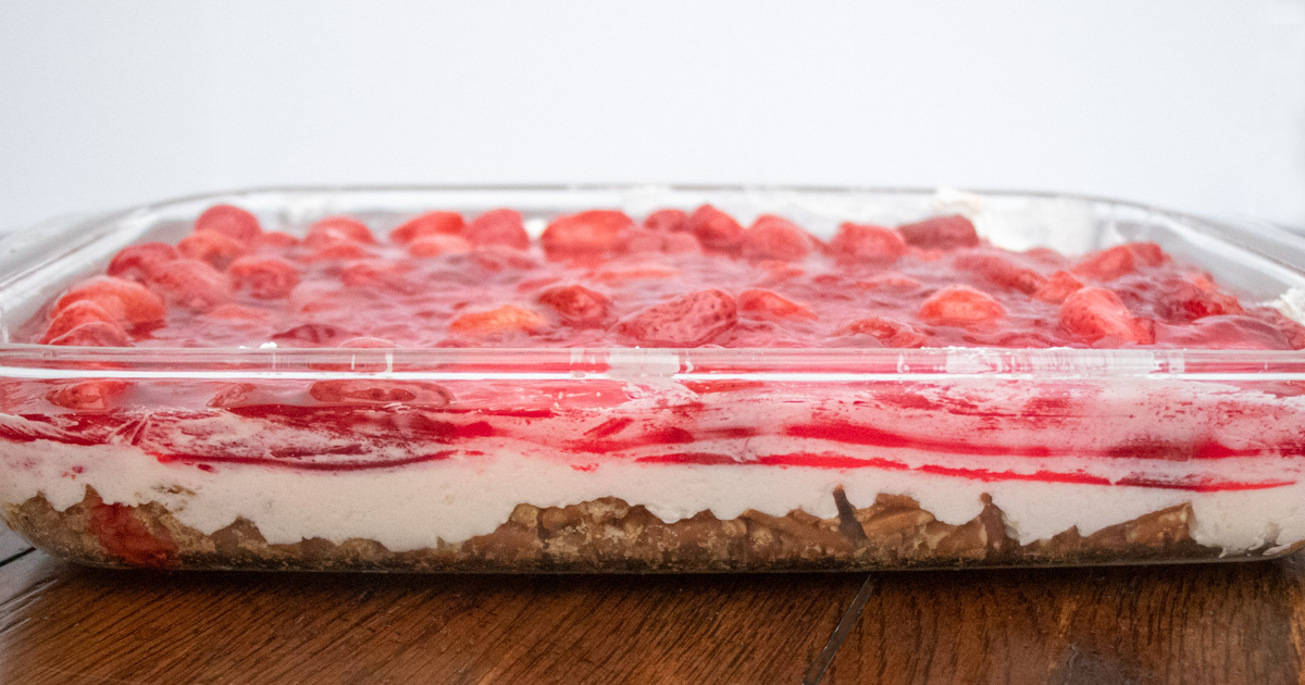 Strawberry Pretzel Salad side view