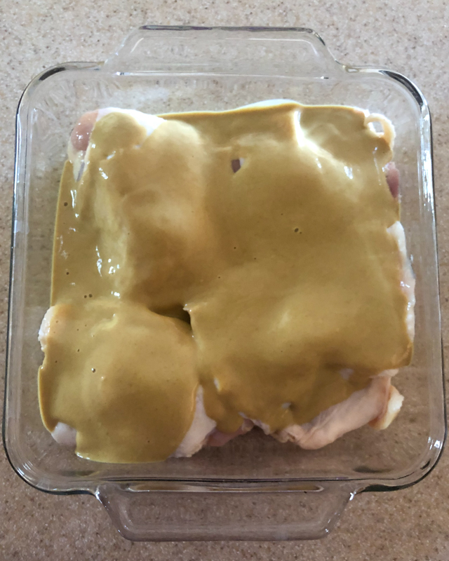 maple mustard chicken thighs before cooking