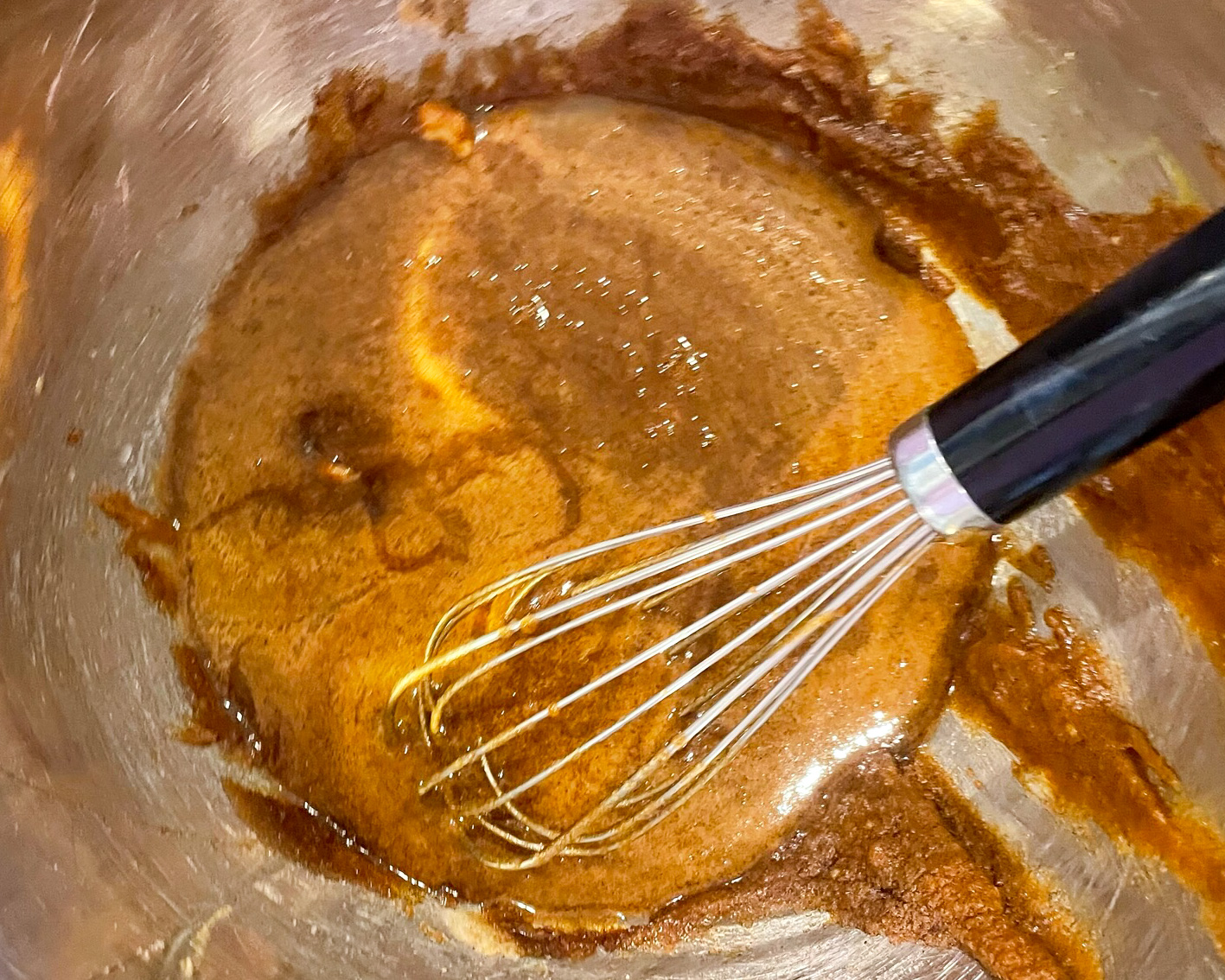 Wet ingredients after being whisked