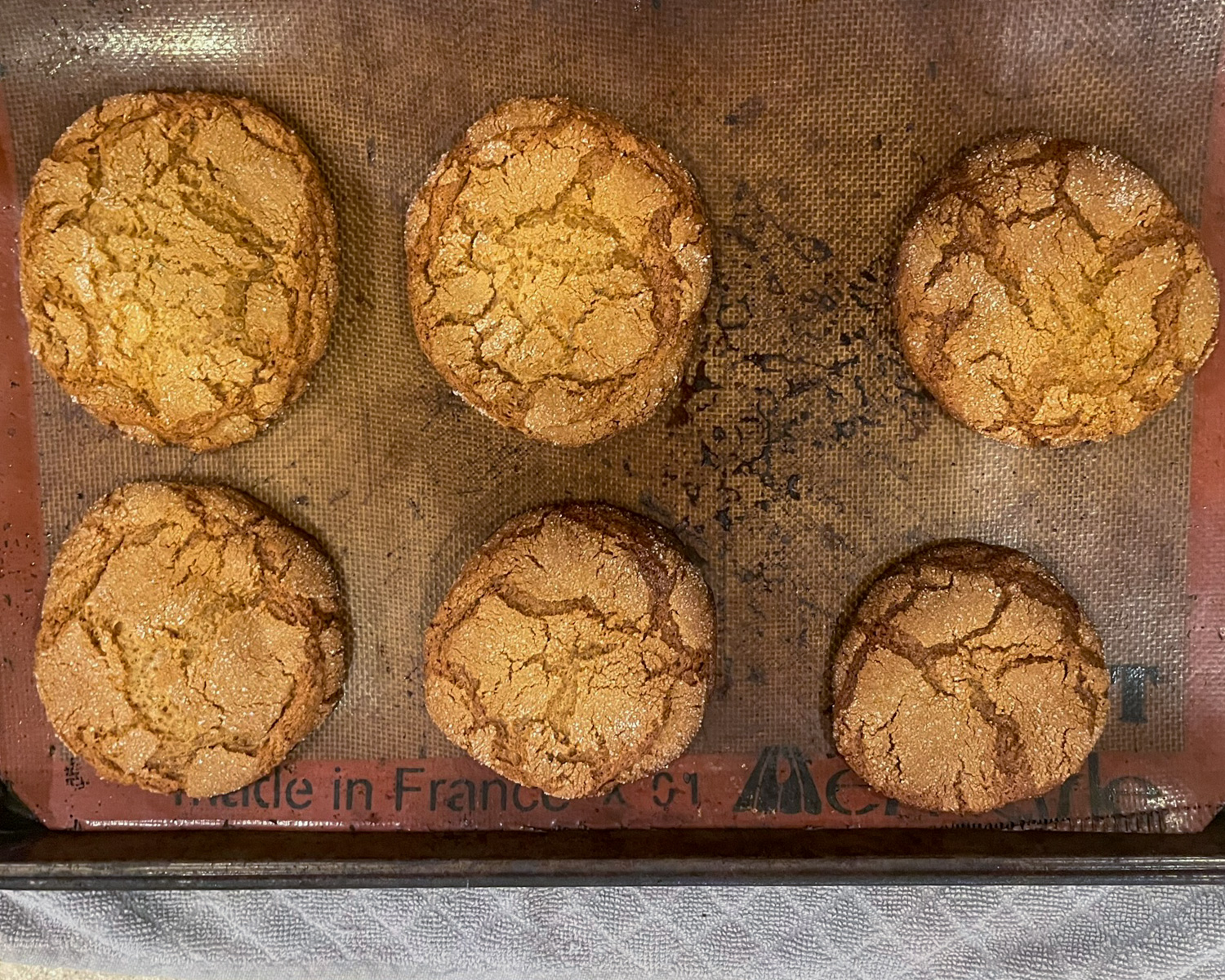 6 cookies on sheet after baking