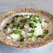 Bowl of prepared copycat Chipotle rice